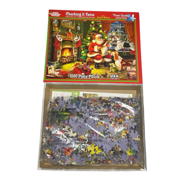 Checking It Twice White Mountain Puzzle 1000 Pieces Complete all Pieces Santa - Picture 3 of 6